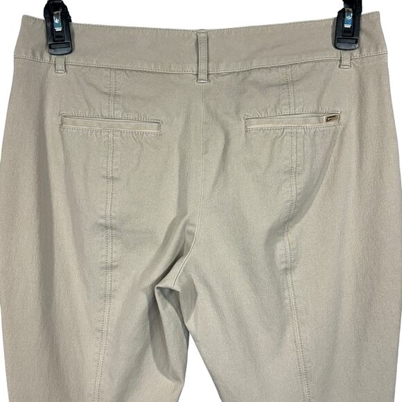 WHBM SZ 8R Ankle Pants Stretch Pockets Zip-Fly Flat Front Mid-Rise Beige - Picture 5 of 10